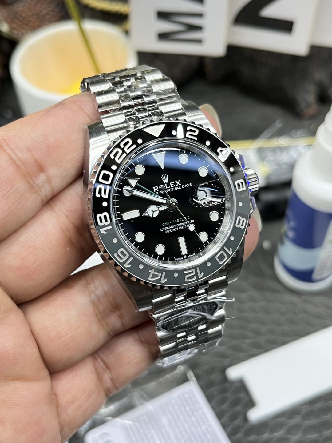 Rolex Greenwich Grey Black Small Green Needle