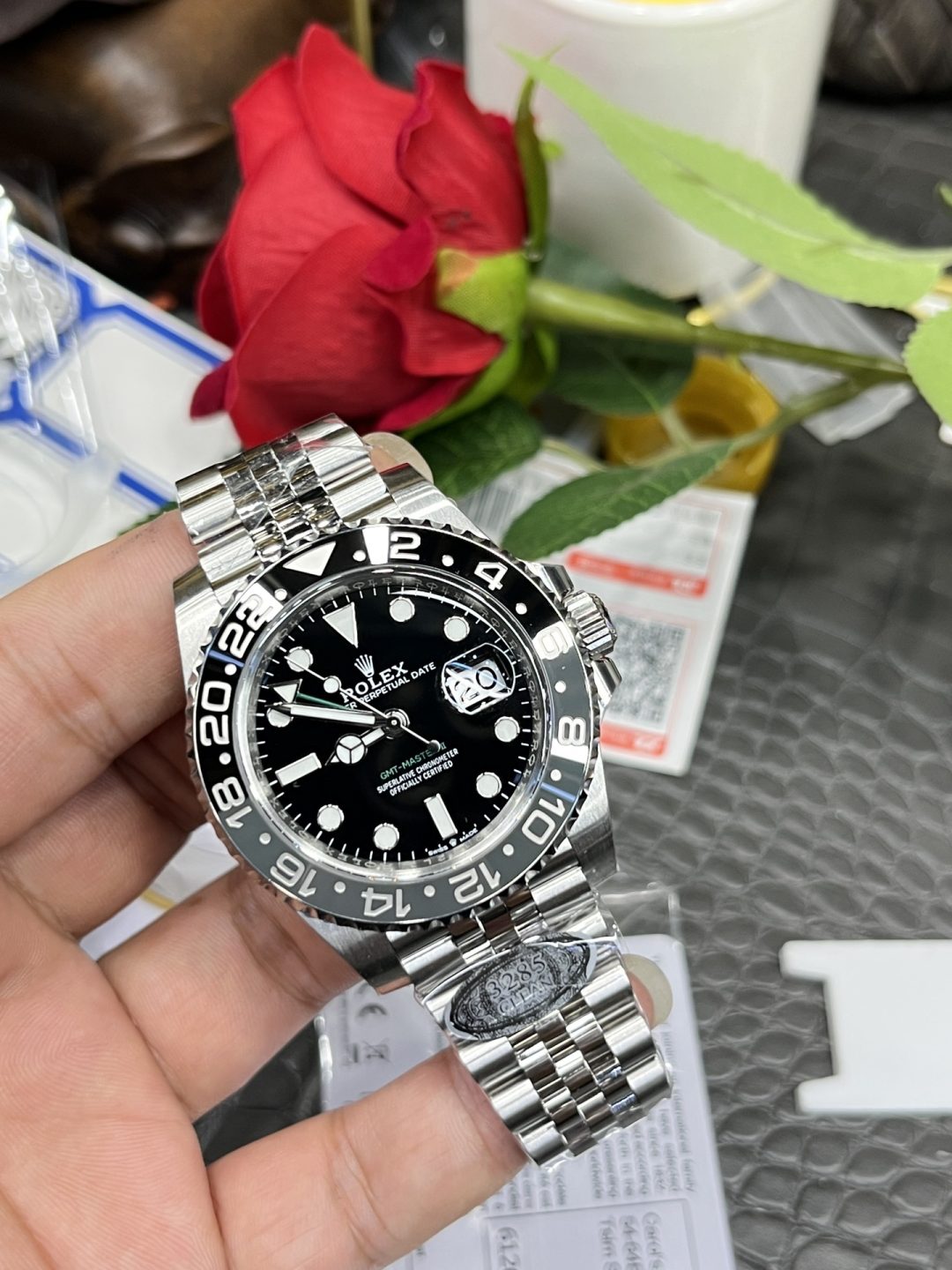 Rolex Greenwich Grey Black Small Green Needle
