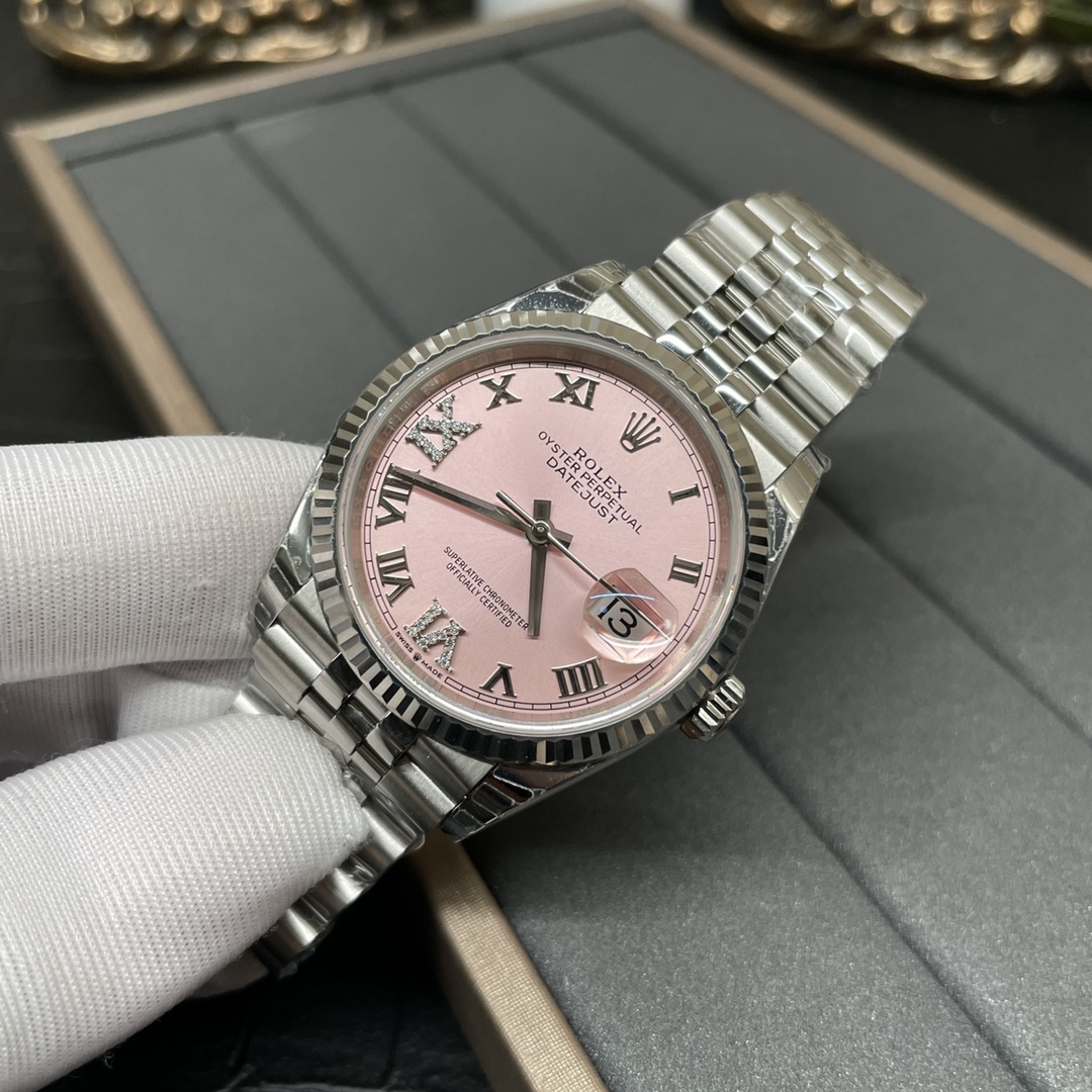 Datesheet Women's 36mm Roman Graduated Powder Tray
