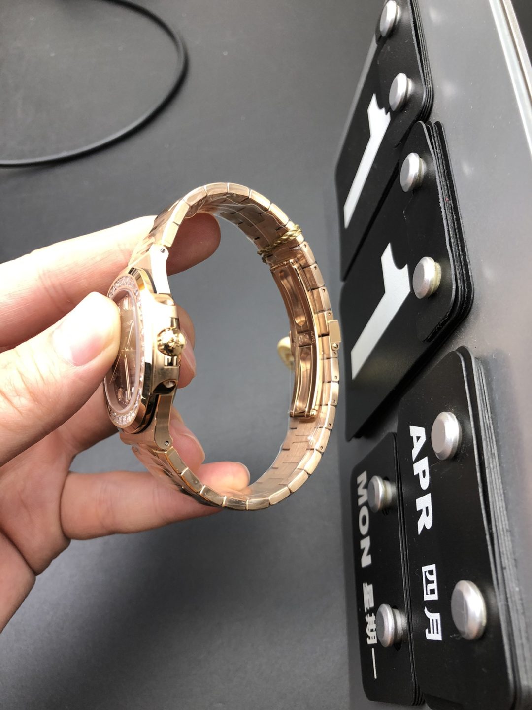 PPF T diamond rose gold nautilus